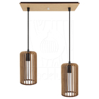 Luminária Pendente Duplo Madeira Paladio Cq Sala Jantar E27