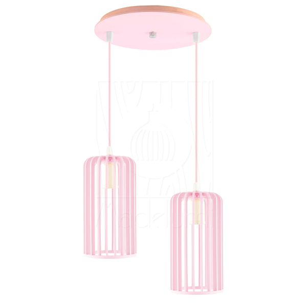 Luminária Pendente Duplo Madeira Paladio Cr Sala Jantar E27 R