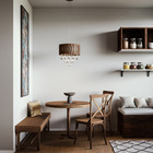 Luminária Pendente E Cristais 30cm Imbuia Escura + Led