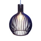 Luminária Pendente em MDF Flórida na cor Azul com Fio Tecido