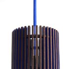 Luminária Pendente em MDF Flórida na cor Azul com Fio Tecido