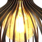 Luminária Pendente em MDF Flórida na cor Preta c/ Fio Tecido