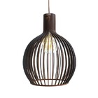 Luminária Pendente em MDF Flórida na cor Preta c/ Fio Tecido