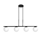 Luminária Pendente Estilo Jabuti Preta Com Globo Leitoso Para