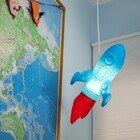 Luminária Pendente Foguete Br/vm Quarto Infantil Planetas
