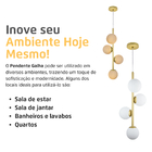 Luminária Pendente Galha Dourado 4 Globos Vidro Leitoso 12cm