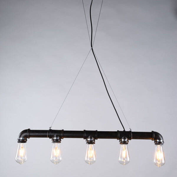 Luminária Pendente Industrial Cano Rusted Preto 5e7 80cm Star