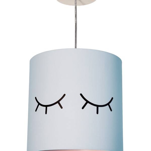 Luminária Pendente Infantil Olhinho 25x25 1e27  Azul Bebê