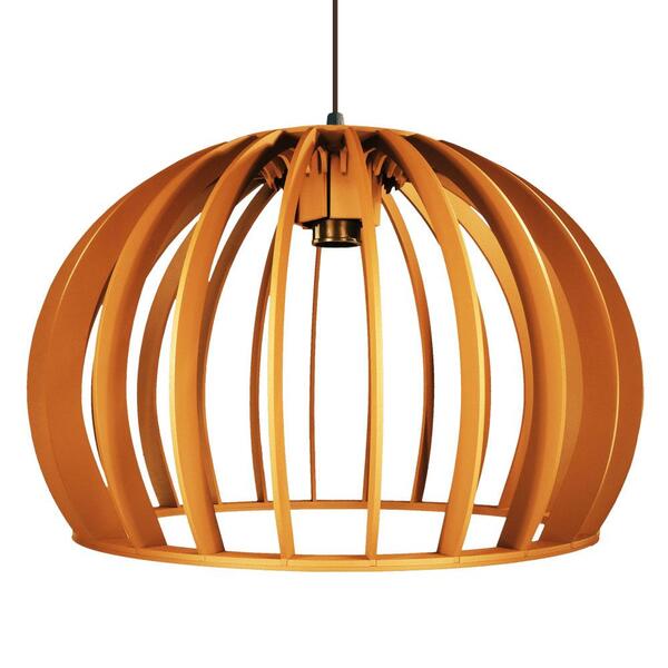 Luminária Pendente Isar Caramelo Em Madeira - Soq: E27 / Tam: