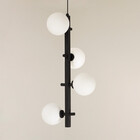 Luminária Pendente Jabuticaba Vertical 4 Globos Vidro Preto