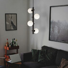 Luminária Pendente Jabuticaba Vertical 4 Globos Vidro Preto