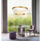 Luminaria Pendente Led 2 Aneis Lustre 52w Luxo Arco Cristal