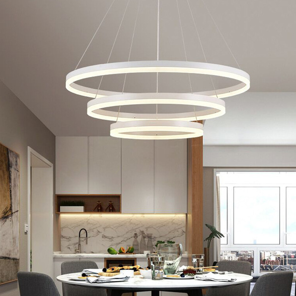 Luminária Pendente Led Sala 3 Arcos Círculos Mg121 - 110/220V