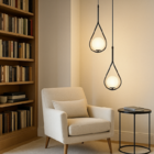 Luminária Pendente Lustre Aro Gota Preto Bola Globo Esfera Op