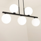 Luminária Pendente Lustre Jabuticaba 5 Globos Vidro Preto