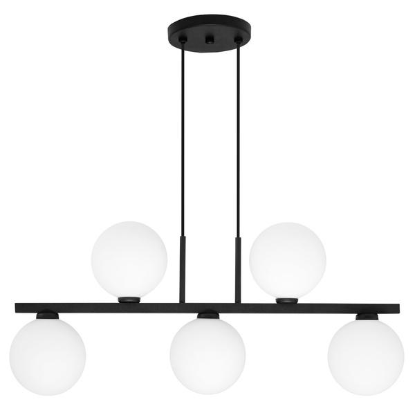 Luminária Pendente Lustre Jabuticaba 5 Globos Vidro Preto