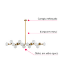 Luminária Pendente Lustre Jabuticaba Moon Dourado Com Bolas G