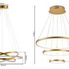 Luminária Pendente Lustre Led 3 Em 1 Arco Anéis Infinito Dour