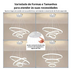 Luminária Pendente Lustre Led 3 Em 1 Arco Anéis Infinito Dour