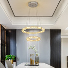 Luminária Pendente Lustre Led Sala 2 Círculos Cristal Mg139 1