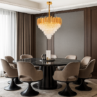 Luminária Pendente Lustre Luxuoso Dourado E Cristais Vana Sin