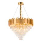 Luminária Pendente Lustre Luxuoso Dourado E Cristais Vana Sin