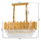 Luminária Pendente Lustre Retangular Luxuoso Dourado E Crista