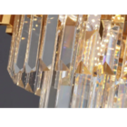 Luminária Pendente Lustre Retangular Luxuoso Dourado E Crista