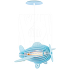 Luminária Pendente Madeira Avião Teco Teco Infantil E27 Azul