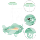 Luminária Pendente Madeira Avião Teco Teco Infantil E27 Verde