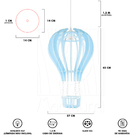 Luminária Pendente Madeira Balão 45cm Azul Claro Infantil