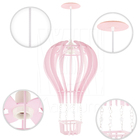 Luminária Pendente Madeira Balão 45cm Rosa Claro Infantil