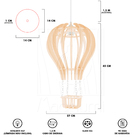 Luminária Pendente Madeira Balão 45cm Soquete E27 Infantil Pe