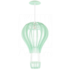 Luminária Pendente Madeira Balão 45cm Verde Claro Infantil