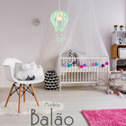Luminária Pendente Madeira Balão 45cm Verde Claro Infantil