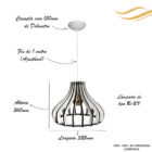 Luminária Pendente Madeira Bivolt E27 Sala Ilha Cozinha Balcã
