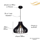 Luminária Pendente Madeira Bivolt E27 Sala Ilha Cozinha Balcã