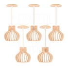 Luminária Pendente Madeira Circus 15cm E27 5 Unidades Pessego