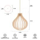 Luminária Pendente Madeira Gota 25cm E27 Pessego Sala