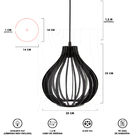 Luminária Pendente Madeira Gota 25cm E27 Sala Decoração Preto