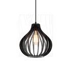 Luminária Pendente Madeira Gota 25cm E27 Sala Decoração Preto