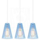Luminária Pendente Madeira Koni E27 3 Unidades Azul Claro