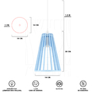Luminária Pendente Madeira Koni E27 3 Unidades Azul Claro