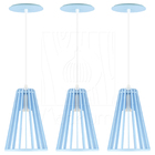 Luminária Pendente Madeira Koni Escritório E27 3 Unidades Azu