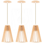 Luminária Pendente Madeira Koni Escritório E27 3 Unidades Pes