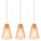 Luminária Pendente Madeira Koni Escritório E27 3 Unidades Pes