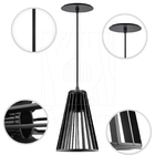 Luminária Pendente Madeira Koni Escritório E27 3 Unidades Pre