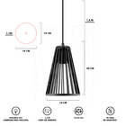 Luminária Pendente Madeira Koni Escritório E27 3 Unidades Pre