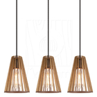 Luminária Pendente Madeira Koni Escritório E27 3 Unidades Rús