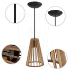 Luminária Pendente Madeira Koni Rústico Escritório Sala